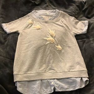 Anthropologie floreat beaded bird sweater top